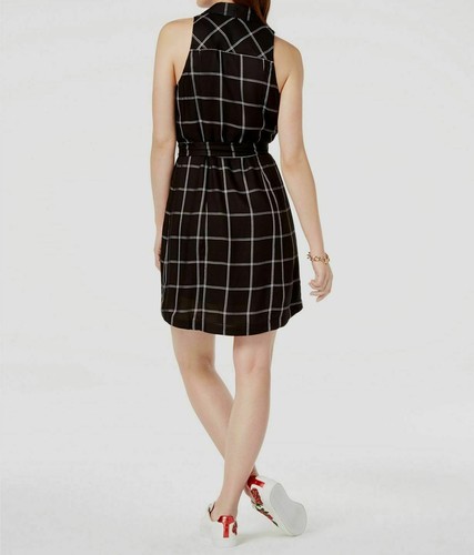 INC Women's Size 4 Shirt dress Tie Waist Sleeveless Plaid Button down Lined - Picture 2 of 12