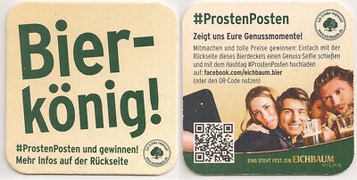 Eichbaum Bier, Mannheim - Bierdeckel ''Bierkönig! - #ProstenPosten''