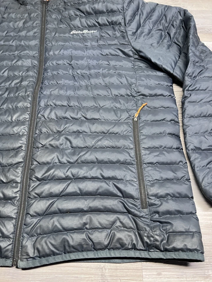 Vintage Eddie Bauer Goose Down Hooded Puffer Jacket Navy Blue Mens Size X-Large - Image 3 of 4