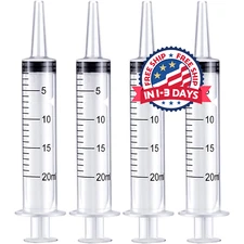 4 Jeringas de plástico grande de 20ml para múltiples usos: medir o dispensar líq