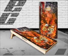Firefighter Eagle Flag Wood Cornhole Boards Bean Bag Toss Game