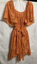 Shein Curve Vacay Getaway Orange Raised Floral Design Dress 3XL