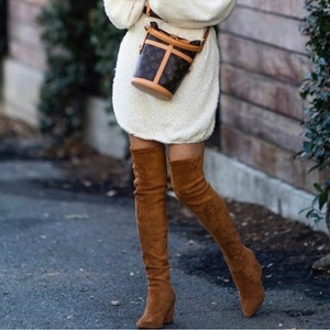 cognac thigh high boots