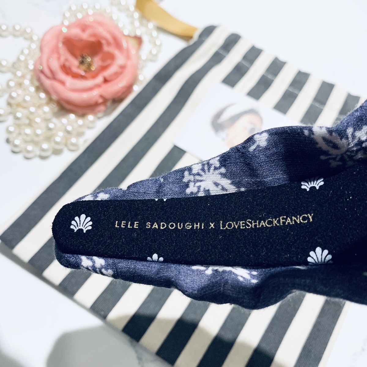 LELE SADOUGHI x LOVESHACKFANCY Knotted Headband Blue Jean | eBay display picture 2