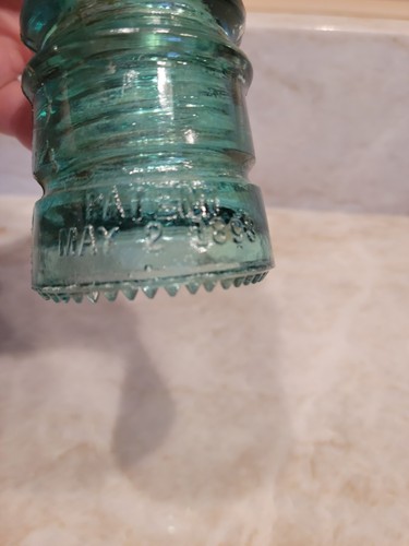 Hemingray 12 Glass Insulator Aqua Teal Green Patent May 2 1893 - Picture 2 of 5