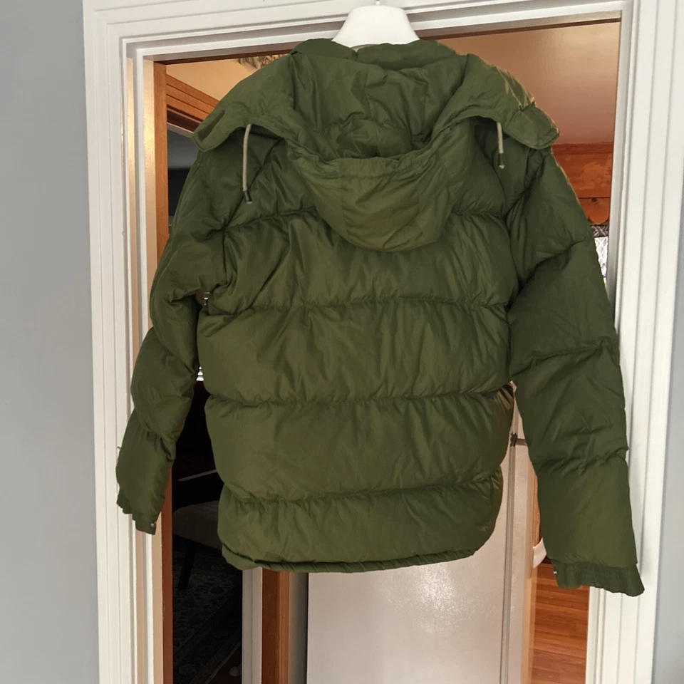 Camel Down Vintage Nylon Green Goosefeather Insulated Zip Coat Mens Medium - Image 4 of 4
