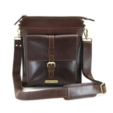 Style n Craft 392002 Tall Messenger Bag in Dark Brown Grain Leather