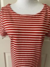 J CREW CUTE RED WHITE STRIPED COTTON KNIT SHORT SLEEVE DRESS - SIZE M