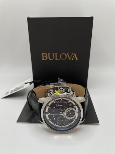 Bulova Sutton 96B420 Mens Black Band Round Chronograph Classic Wristwatch