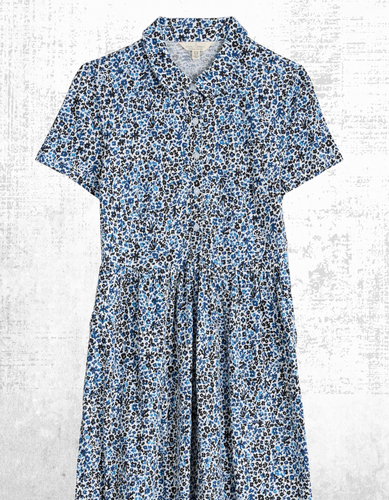 Ex Seasalt Women’s Short Sleeve Jersey Midi Dress in Tide Flower Chalk - Picture 7 of 7