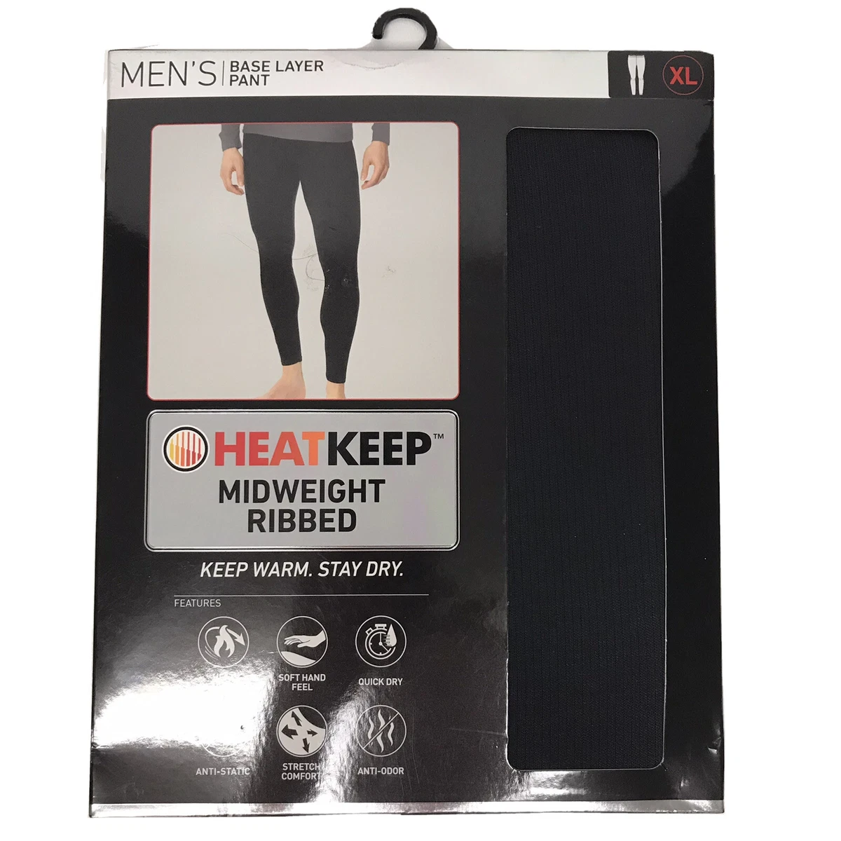 HeatKeep Thermal Base Layer Mens Long Underwear.Charcoal XL.Midwt