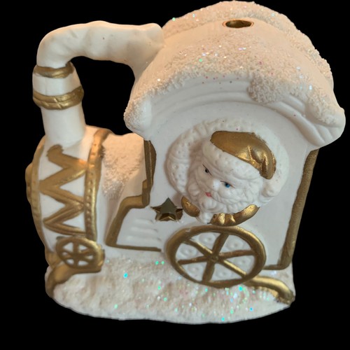 Bombay Company Christmas Santa Train White Porcelain 3 piece candle Votives - Picture 4 of 8