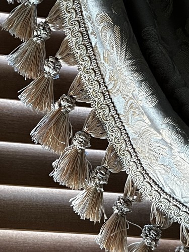 ONE JC Penny Home Collection Sage Green Waterfall Valance Quilted with Tassels - Picture 6 of 21