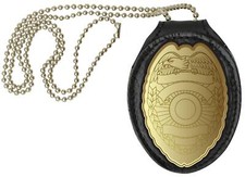 RFID Blocking Black Genuine Leather Conceal Carry Security Officer Badge Holder