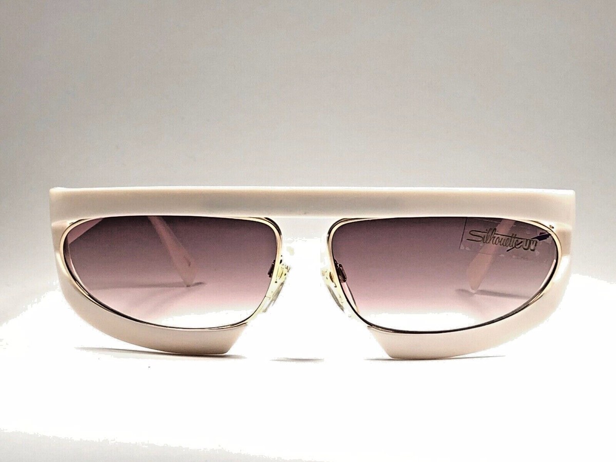 VINTAGE SILHOUETTE M8020 WHITE GOLD ACCENT MASK LENS AUSTRIA  display picture 1