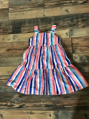 Gymboree Nwt Girls Spring Stripe Coral Blue Pink Dress Size 18-24 M | eBay