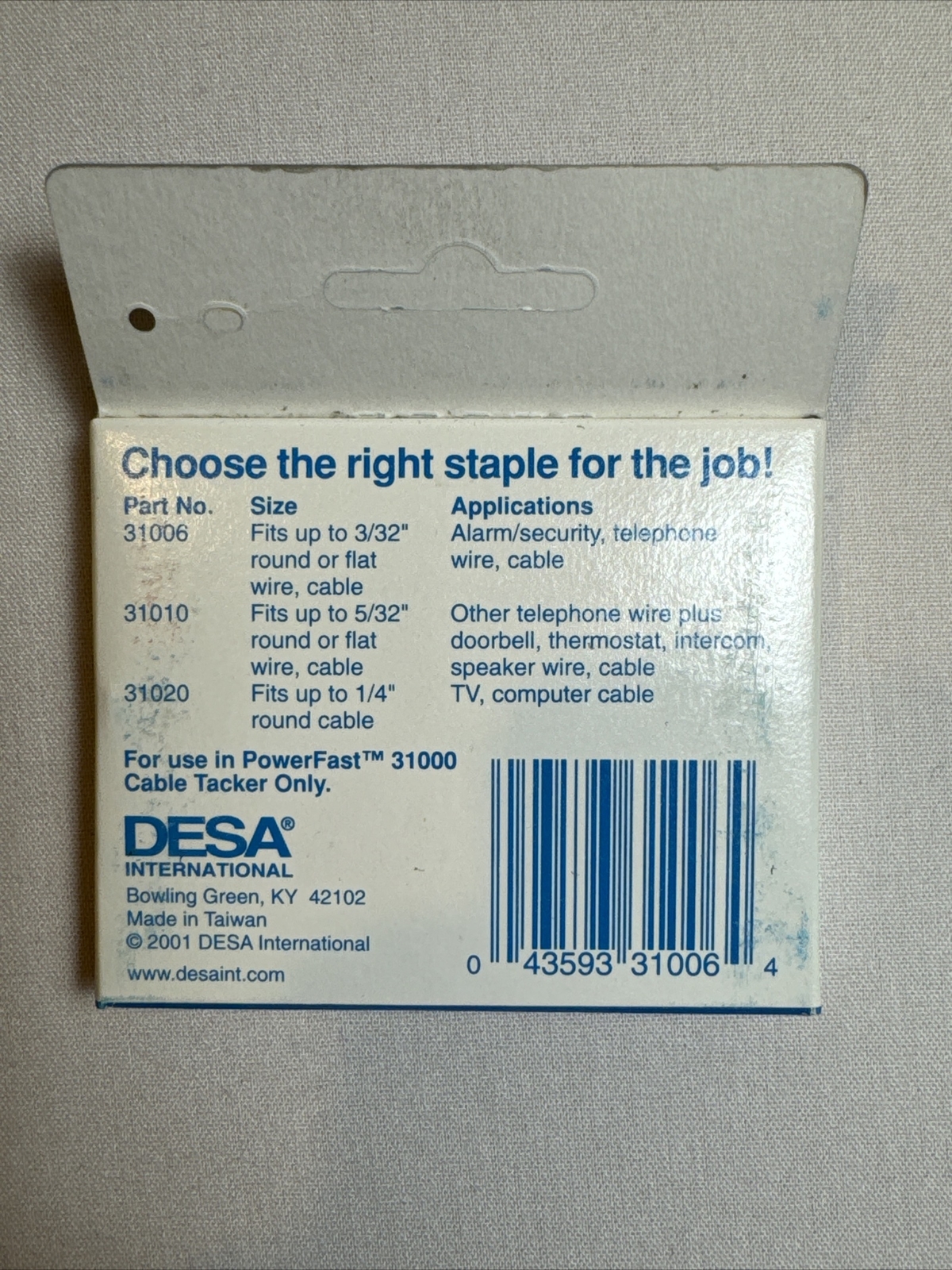 DESA PowerFast 31006 Cable Tacker Staples 3/32" 625pk For Powerfast