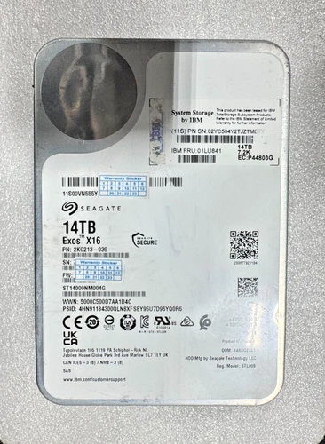 Seagate Exos X16 ST14000NM004G 14TB 12G 3.5" SAS Hard Drive 70% Health