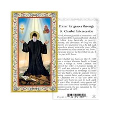 Saint St. Charbel - Prayer Gold Trim - Paperstock Holy Card 734-425