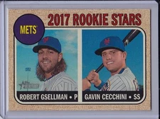 Robert Gsellman & Gavin Cecchini 2017 Topps Heritage Flip Stock Parallel /5 SSP