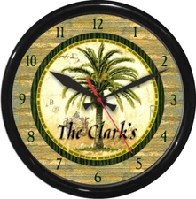 12.25" Palm Tree Kitchen Retirement Personalized Wall Clock 0724