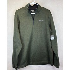 NWT Eddie Bauer Men's Medium quarter-zip Radiator fleece Basil Olive green