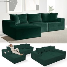 EconoHome Boneless Cloud Sectional Sofa Left Chaise Green