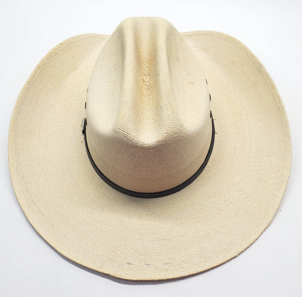 Atwood Straw Cowboy Hat Hereford 7X Long Oval Size 7 3/8 Beige Ivory - Image 3 of 4
