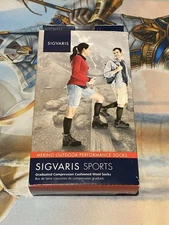 NIB Sigvaris Sports Merino Outdoor Compression  Wool Charcoal Socks MS 20-30mmHg