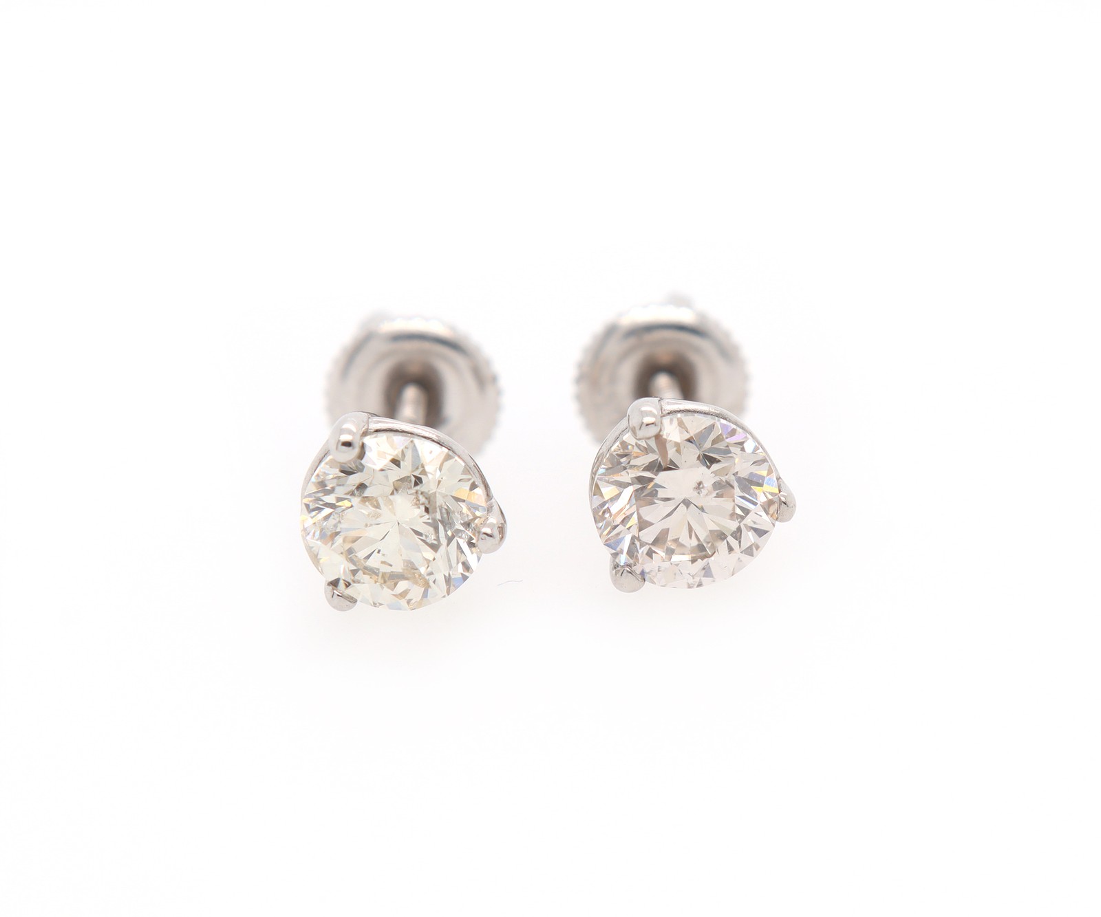 2.03ctw Round Diamond Solitaire Stud Earrings in … - image 1