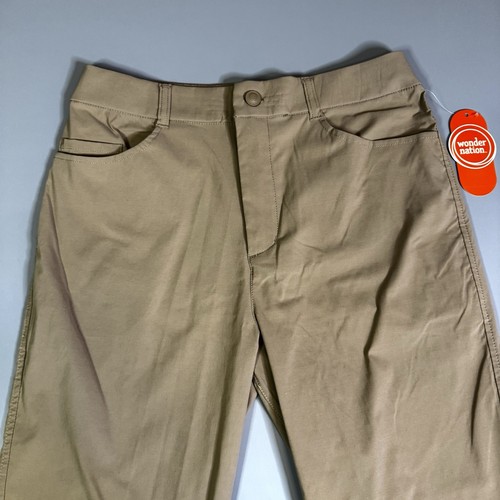 Wonder Nation Boys Khaki Uniform Pants Size 14 Adjustable Waist - New - Picture 2 of 11
