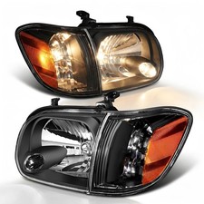 For 2005-2007 Toyota Tundra Sequoia Black Headlights Headlamp Left&Right W/bulbs