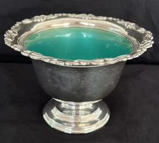 Vintage 50s Sterling Silver Raised Bowl w/ Turquoise Enamel by Towle #1020