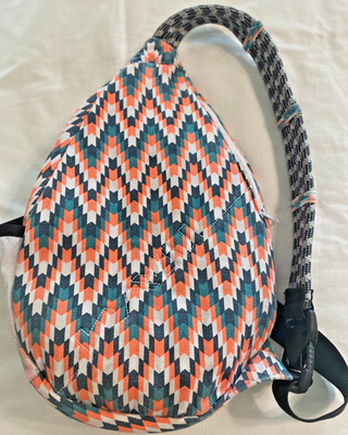 KAVU Rope Sling Bag Teal Orange Geometric Sling Backpack | eBay display picture 1