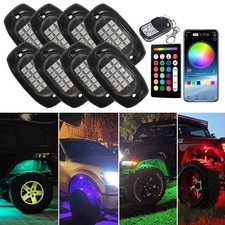 8 Pods RGB LED Rock Lights Kits Underglow Bluetooth APP Control For Ford Ranger