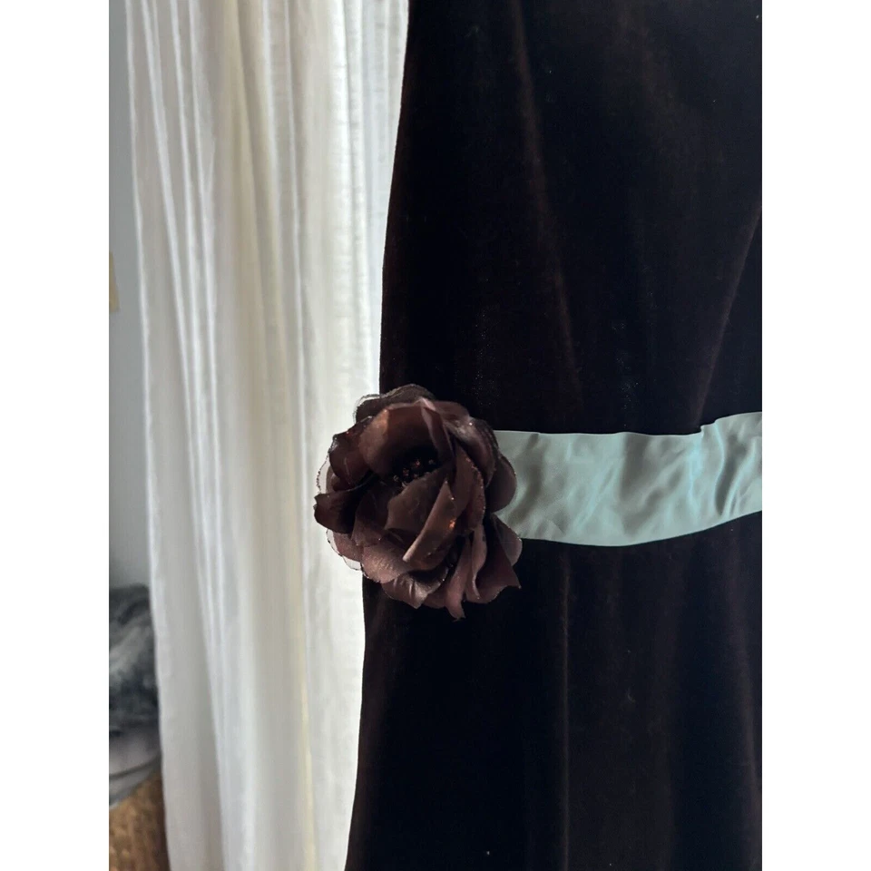 Идеальное платье, размер 14, с цветком, коричневый и бирюзовый - Изображение 3 из 4