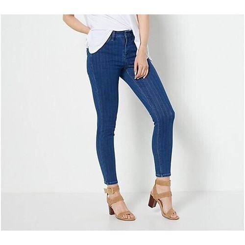 LAURIE FELT NEW $78 Metallic Pin-Stripe Ankle Jean Medium Wash Size 4
