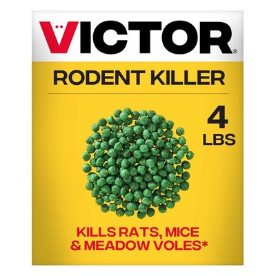 Victor Rat Poisoning for Inside & Outside Use - Kills Rats, Mice, 4 lb, Green