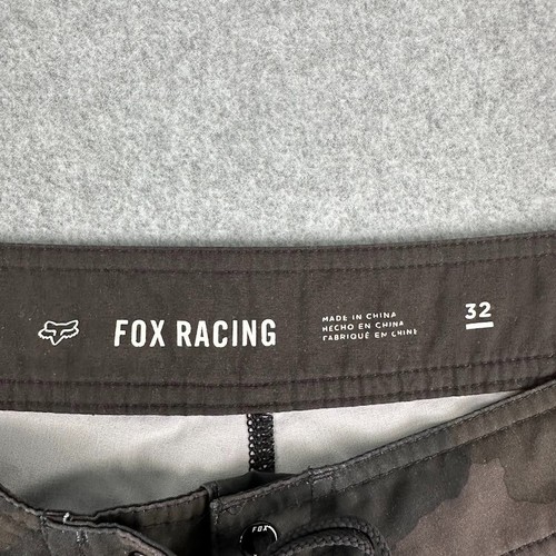 Fox Racing Board Shorts Swim Trunks Stretch 32 Mens Green Black Camo Boat Zip - Picture 9 of 11