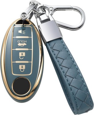 Key Fob Cover with Leather Lanyard, Car Key Cas Shell Protecti Size: Blue 5 B