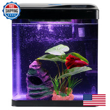Coospider Betta Fish Tank Self Cleaning Glass 2 Gallon Small Nano Aquarium