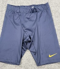 Nike Dri-FIT Compression Shorts Youth Medium Blue Yellow Swoosh Athletic