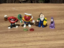 Lot of 4 Vintage PVC Figurines, Koolaid Man, Hershey, Dino and Hot Lips 321