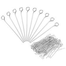 500 Pcs Eye Pins Jewelry Findings 22 Gauge 26mm Iron Eye Pins 3.2mm Silver