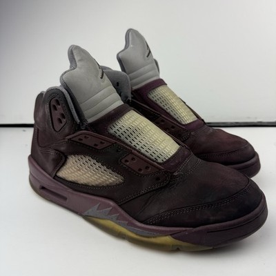 Nike Air Jordan 5 Retro Mens Size 10.5 Burgundy Athletic Leather Shoes Sneakers