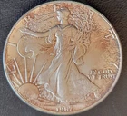 1987 American Silver Eagle $1 Dollar 1 Oz 999 Silver Coin, Uncirculated, Toned