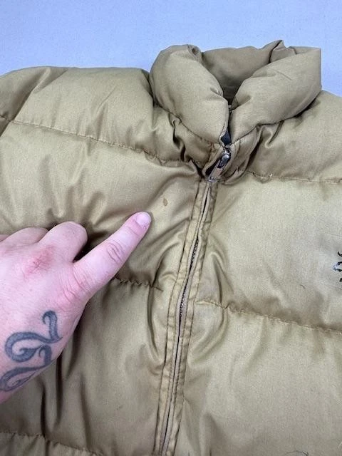 Chaqueta Browning Down Para Hombre Pequeña Bronceada Puffer Acolchada Cremallera Completa Hecha en EE. UU. De Colección Foto 4 de 4