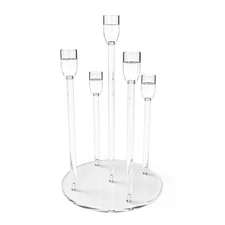 Candelabra Centerpieces for Tables 5 Arm Clear Candle Holder Fit 0.87"LED Pillar
