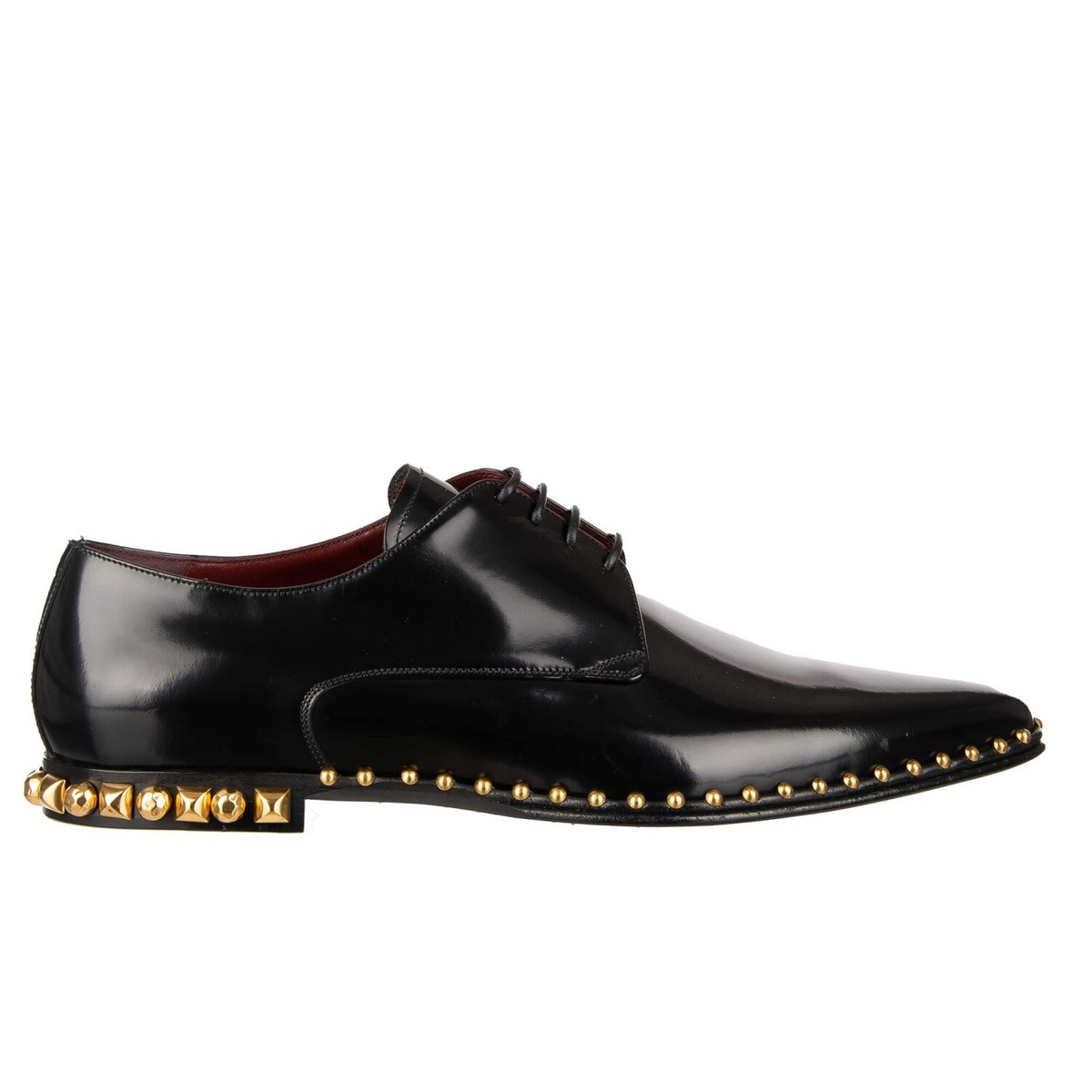 DOLCE & GABBANA Studded Patent Leather Derby Shoes  display picture 1