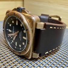 24mm DARK BROWN Bell  Ross Leather Strap BR01 BR03 Large 130mm X 90mm GOLD